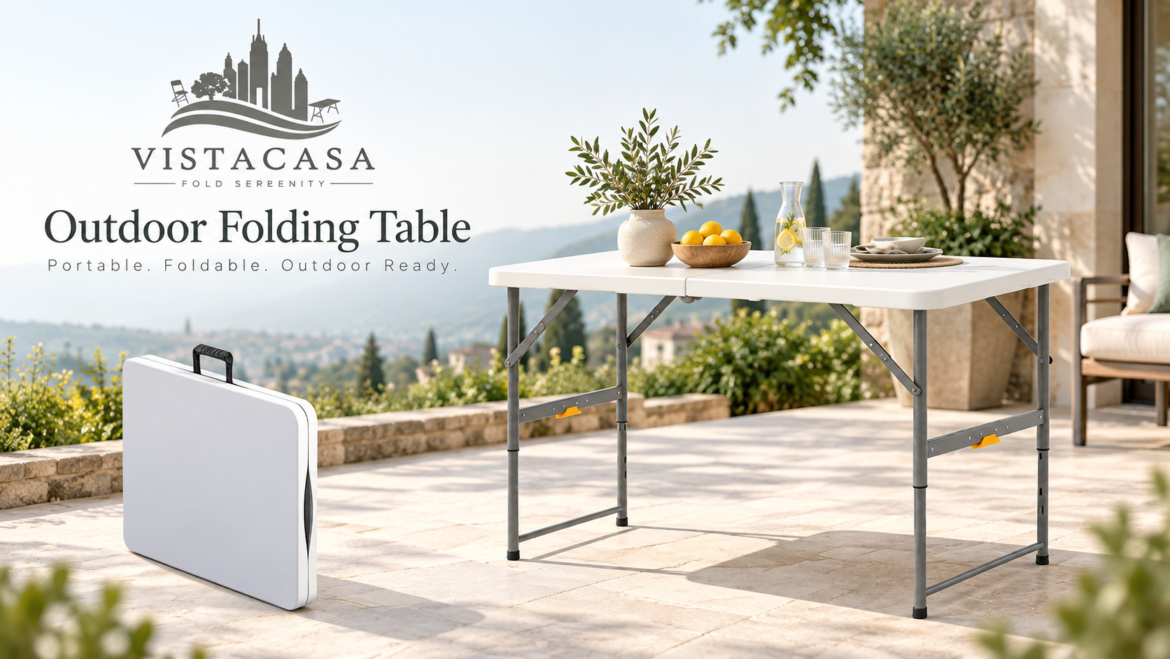 Amazon.com: VISTACASA 4 Foot Folding Table,4-Height Adjustable